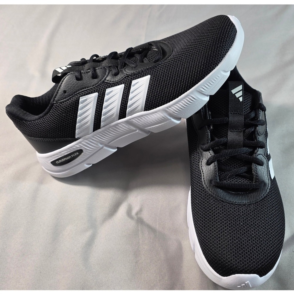 Adidas Cloudfoam Flex Sneakers Women Size 9 Black White Athletic Shoes NWOB